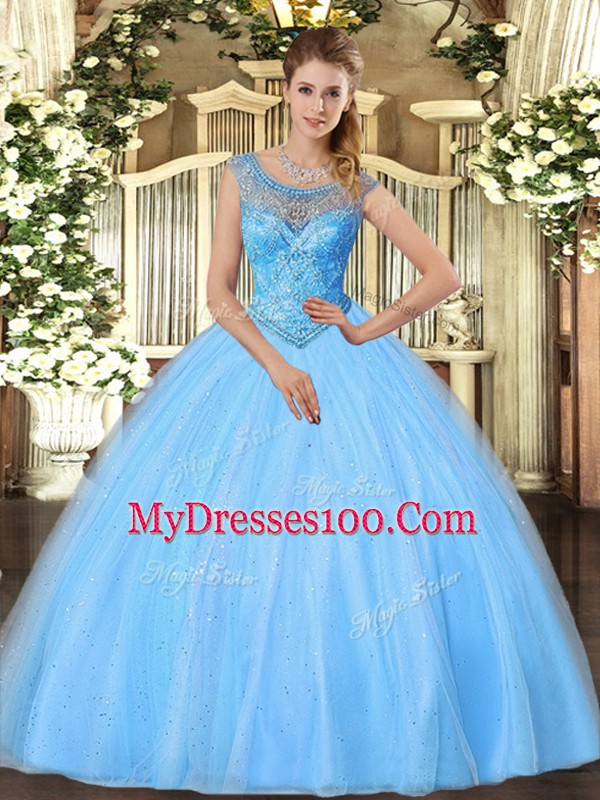 Wonderful Sleeveless Lace Up Floor Length Beading Sweet 16 Dresses