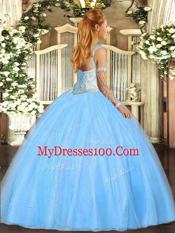 Wonderful Sleeveless Lace Up Floor Length Beading Sweet 16 Dresses