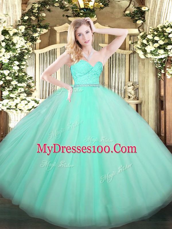 Cheap Ball Gowns Ball Gown Prom Dress Apple Green Sweetheart Tulle Sleeveless Floor Length Zipper