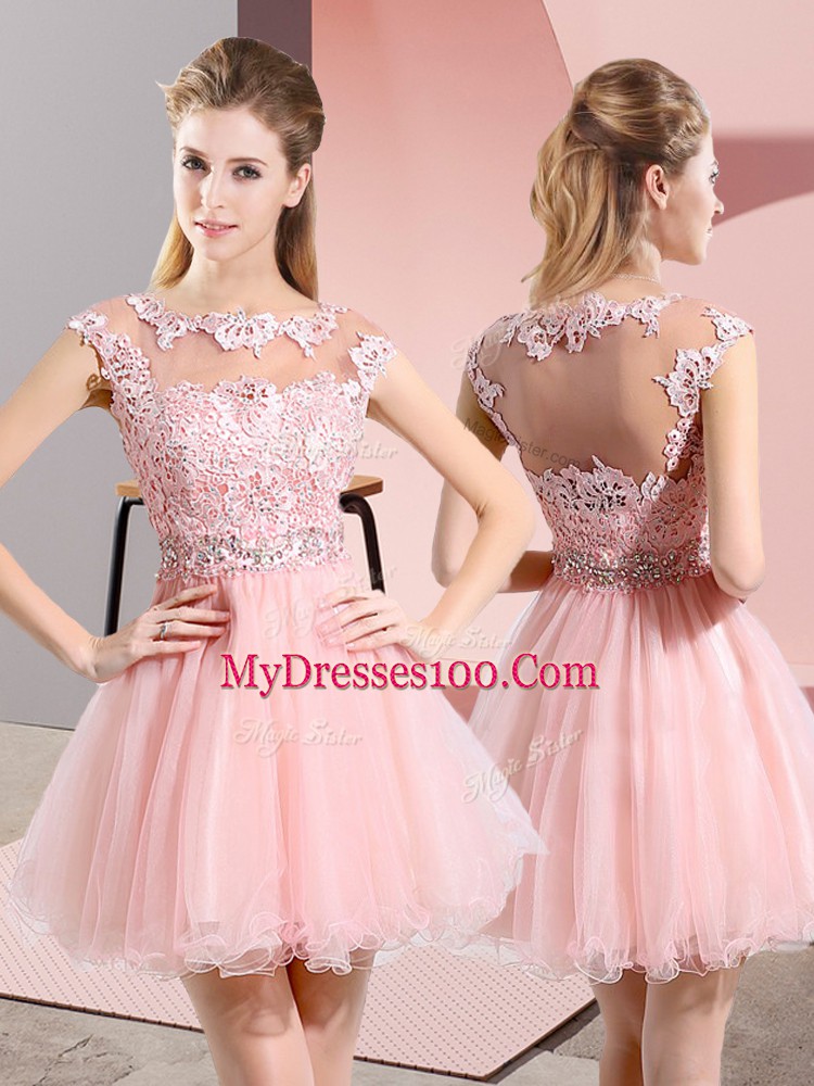 Superior Sleeveless Beading and Appliques Side Zipper Evening Dress