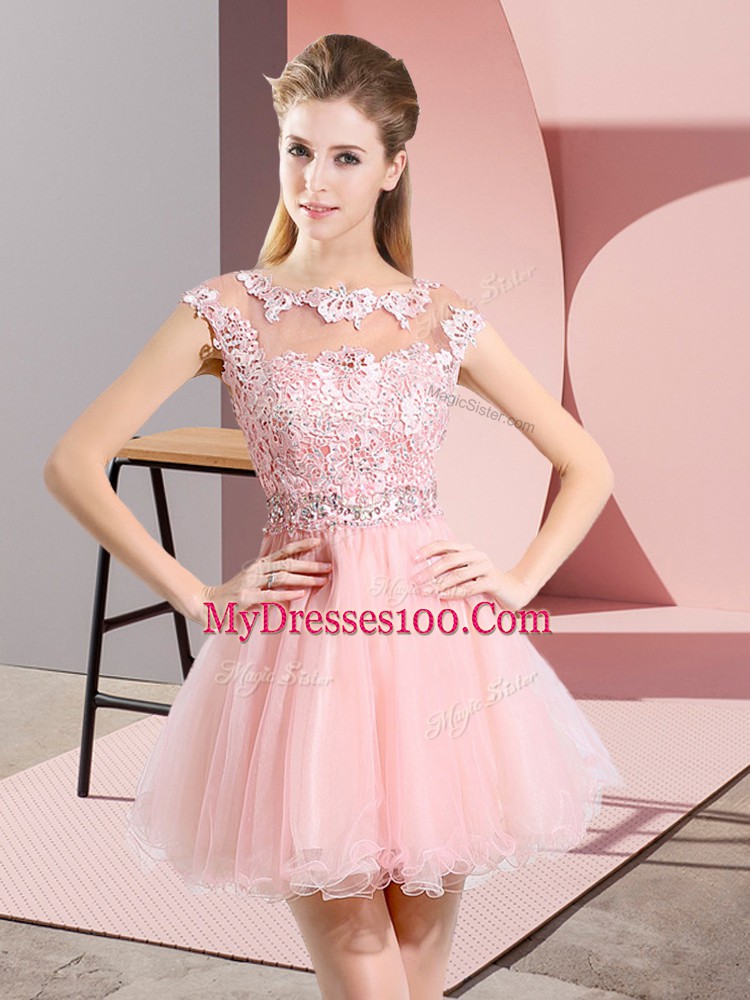Superior Sleeveless Beading and Appliques Side Zipper Evening Dress
