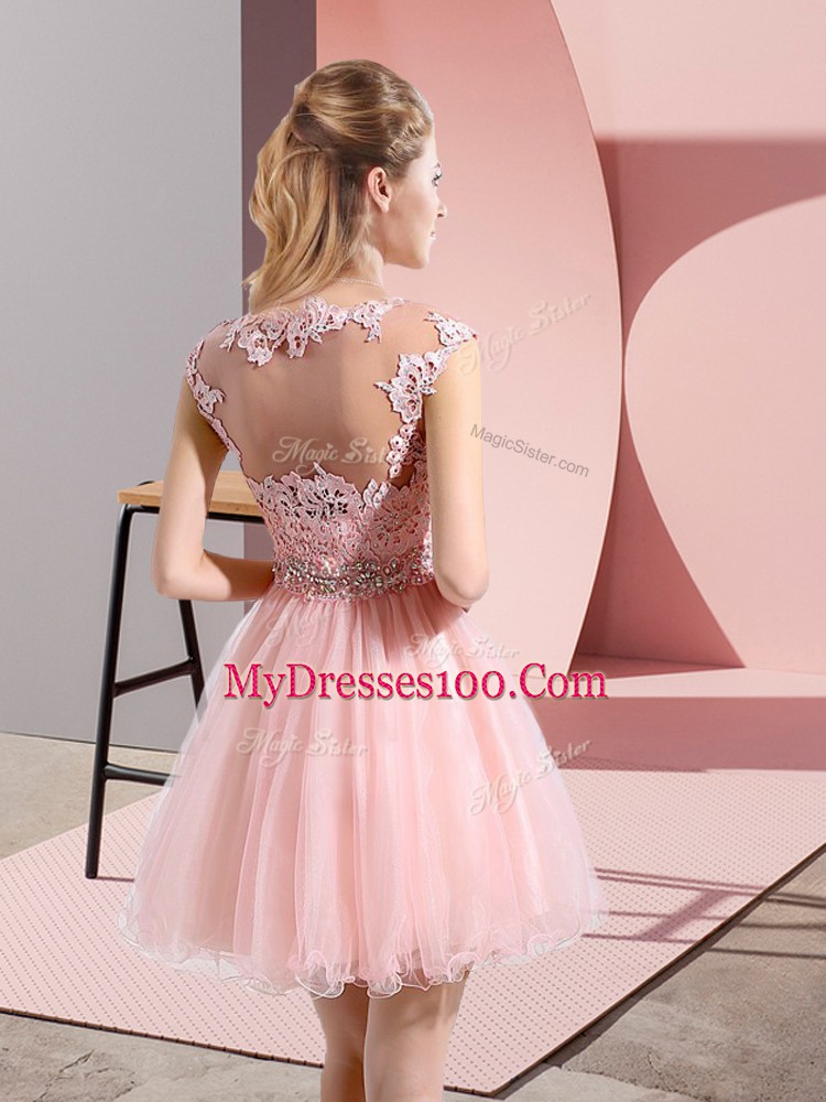 Superior Sleeveless Beading and Appliques Side Zipper Evening Dress