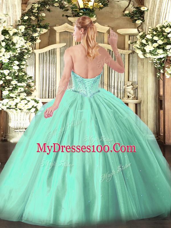 Pretty Sweetheart Sleeveless Tulle Vestidos de Quinceanera Beading Lace Up