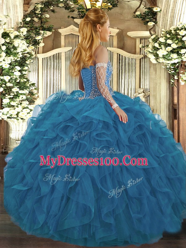 Amazing Sleeveless Tulle Floor Length Lace Up Quinceanera Gowns in Fuchsia with Beading and Ruffles