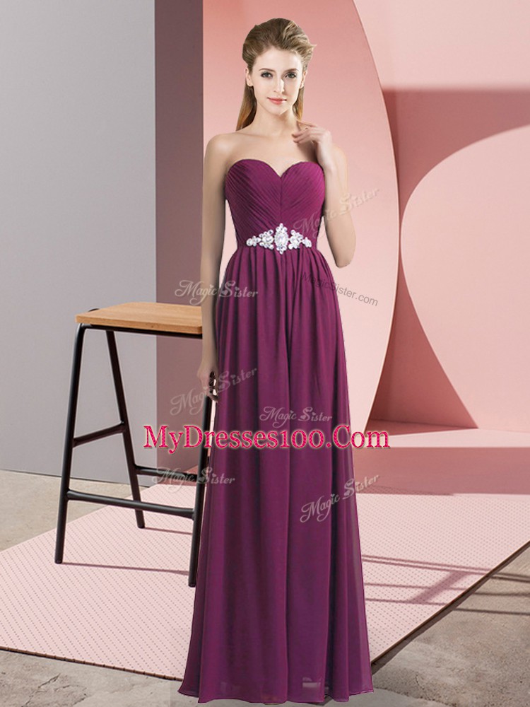 Romantic Dark Purple Sleeveless Chiffon Lace Up Homecoming Dress for Prom and Party
