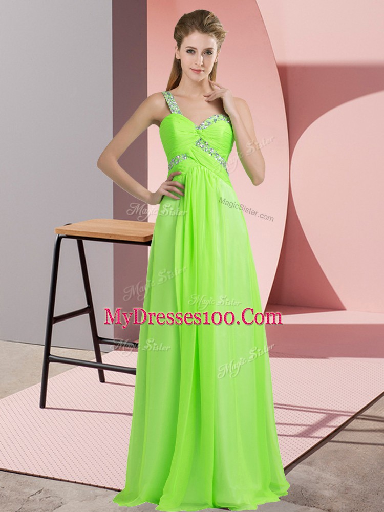 Floor Length Lace Up Prom Gown for Prom and Party with Beading
