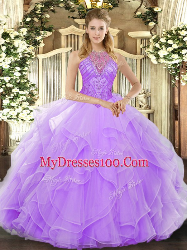 Captivating Floor Length Ball Gowns Sleeveless Lavender Vestidos de Quinceanera Lace Up