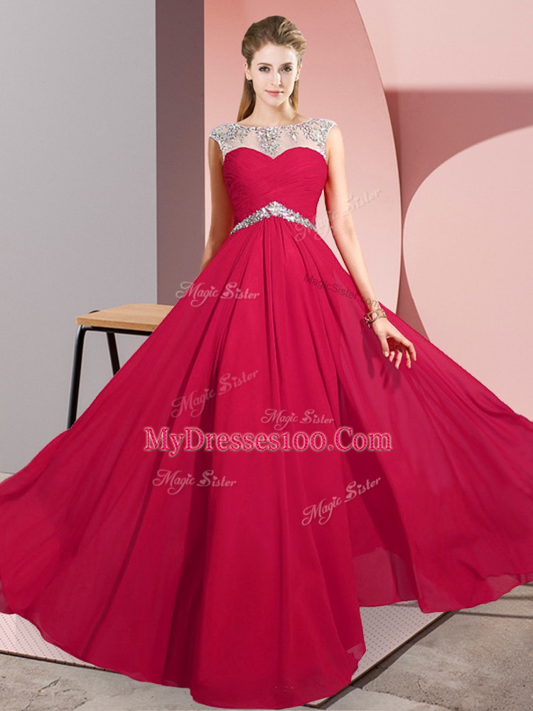 Sleeveless Beading Clasp Handle Evening Dress