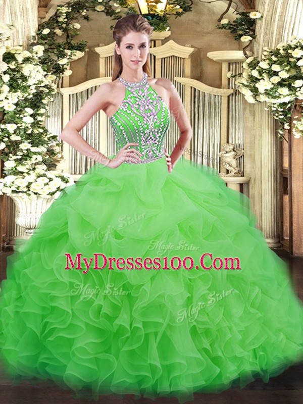 Wonderful Tulle Sleeveless Floor Length Vestidos de Quinceanera and Beading and Ruffles