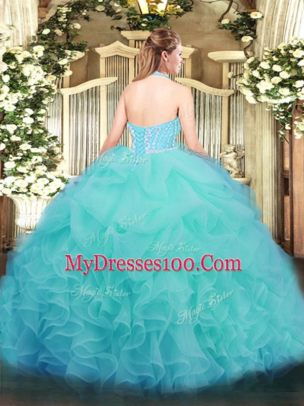 Wonderful Tulle Sleeveless Floor Length Vestidos de Quinceanera and Beading and Ruffles
