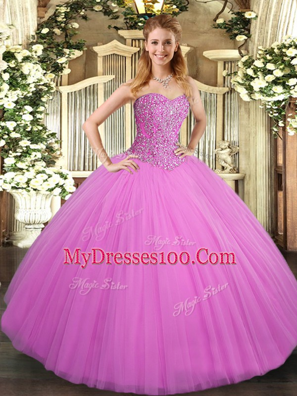 Fantastic Sleeveless Lace Up Floor Length Beading Sweet 16 Quinceanera Dress