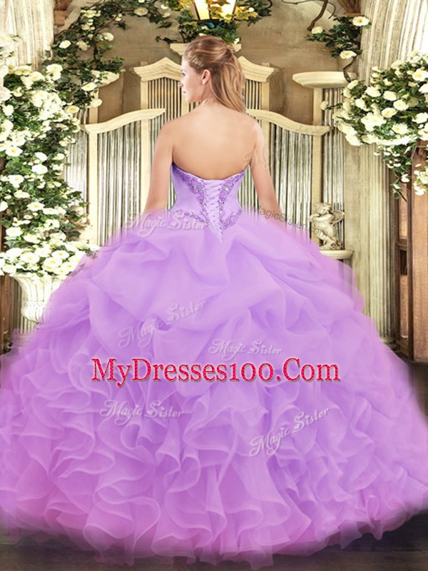 Suitable Organza Sleeveless Floor Length Sweet 16 Dresses and Ruffles