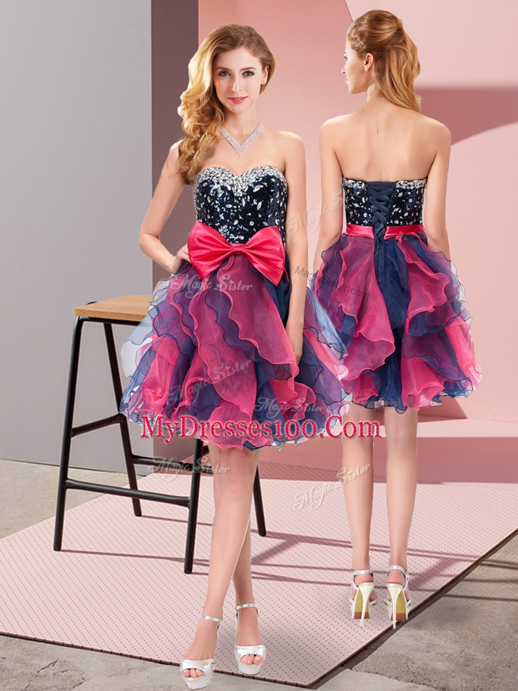 Mini Length A-line Sleeveless Multi-color Prom Dress Lace Up