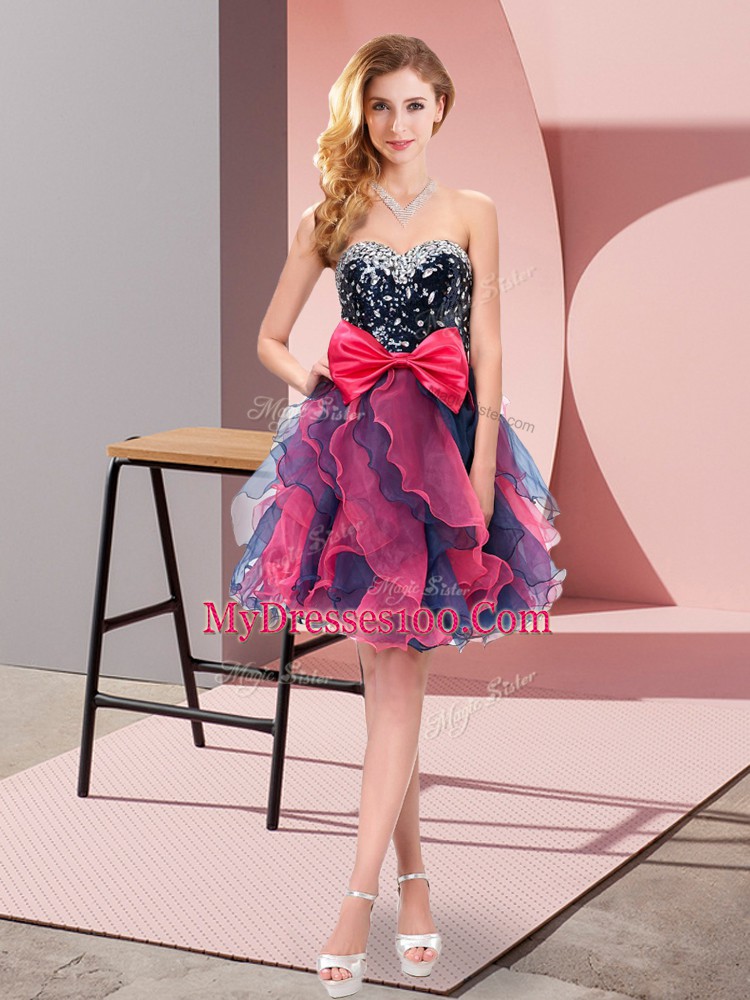 Mini Length A-line Sleeveless Multi-color Prom Dress Lace Up