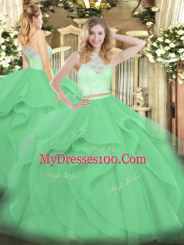 Sumptuous Apple Green Sleeveless Tulle Zipper Sweet 16 Dresses for Military Ball and Sweet 16 and Quinceanera