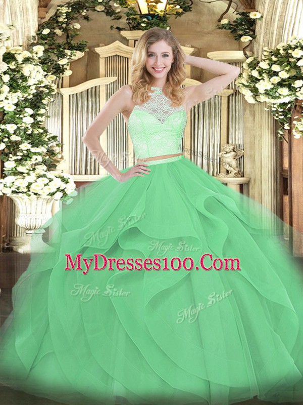 Sumptuous Apple Green Sleeveless Tulle Zipper Sweet 16 Dresses for Military Ball and Sweet 16 and Quinceanera