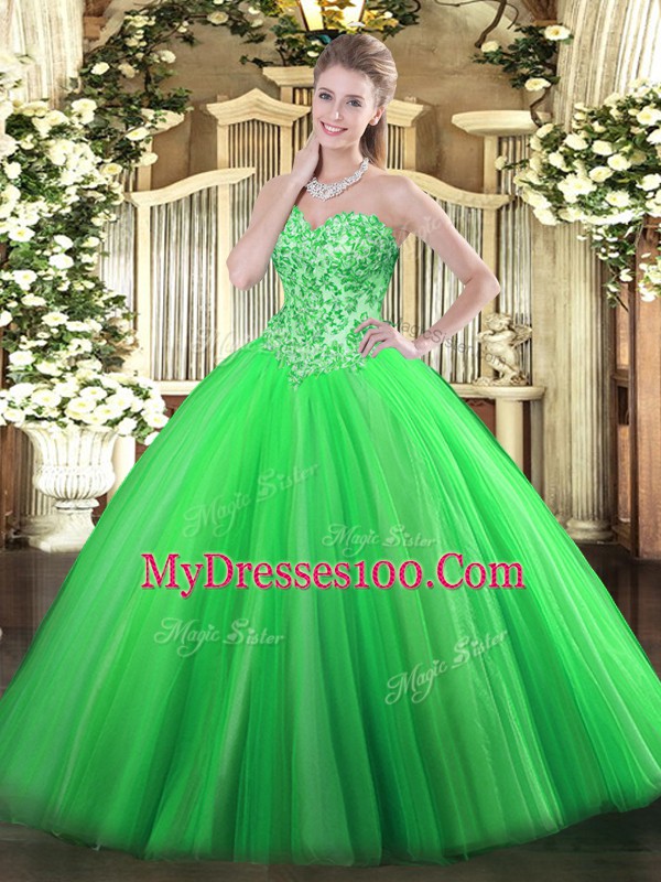 Floor Length Ball Gowns Sleeveless Green Sweet 16 Quinceanera Dress Lace Up