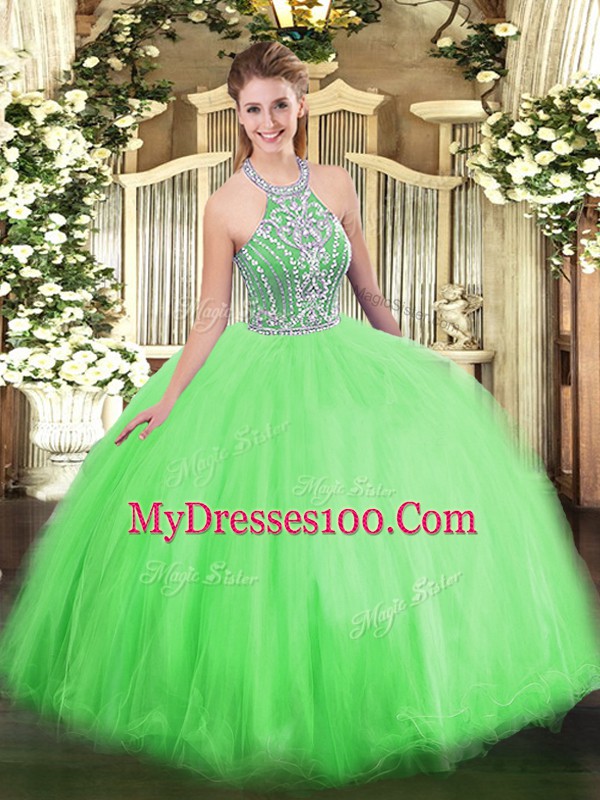 Adorable Sleeveless Tulle Lace Up Sweet 16 Quinceanera Dress for Military Ball and Sweet 16 and Quinceanera