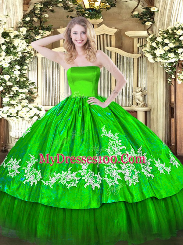Floor Length Quinceanera Gowns Organza and Taffeta Sleeveless Embroidery