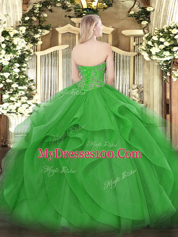 On Sale Beading and Ruffles Sweet 16 Dress Purple Lace Up Sleeveless Floor Length