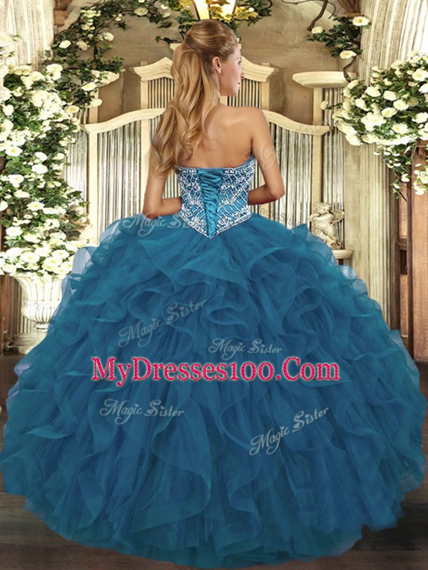 Sleeveless Beading and Ruffled Layers Lace Up Sweet 16 Dress