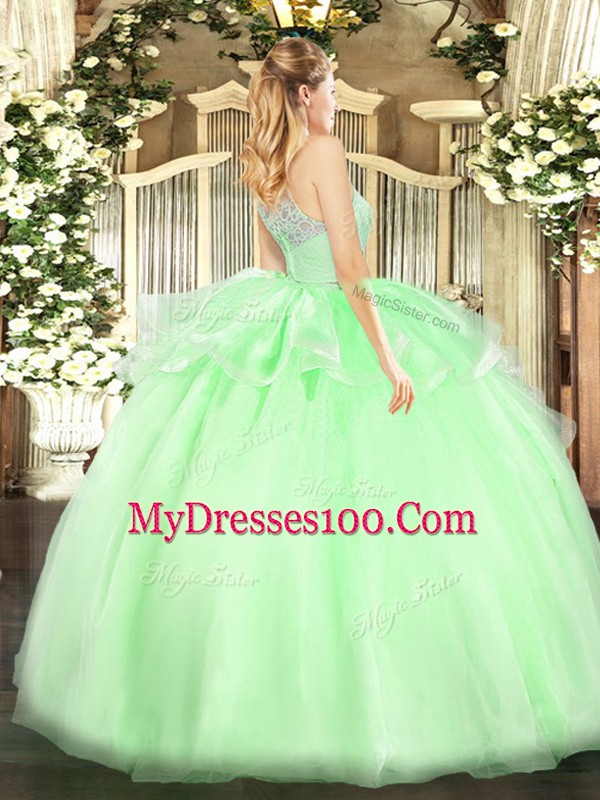 Clearance Scoop Sleeveless Lace Up 15th Birthday Dress Lilac Tulle