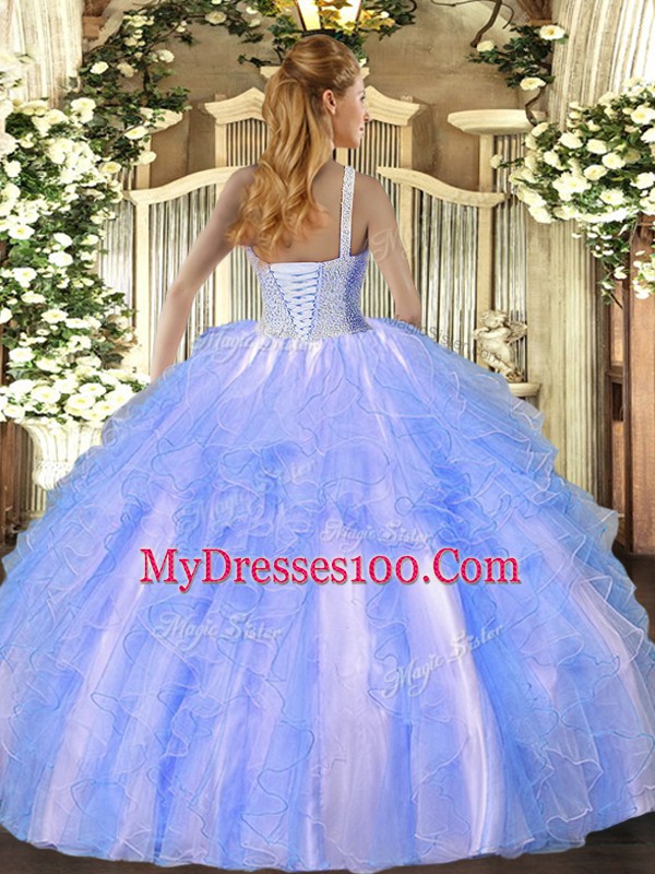 Luxurious Sleeveless Lace Up Floor Length Beading and Ruffles Vestidos de Quinceanera
