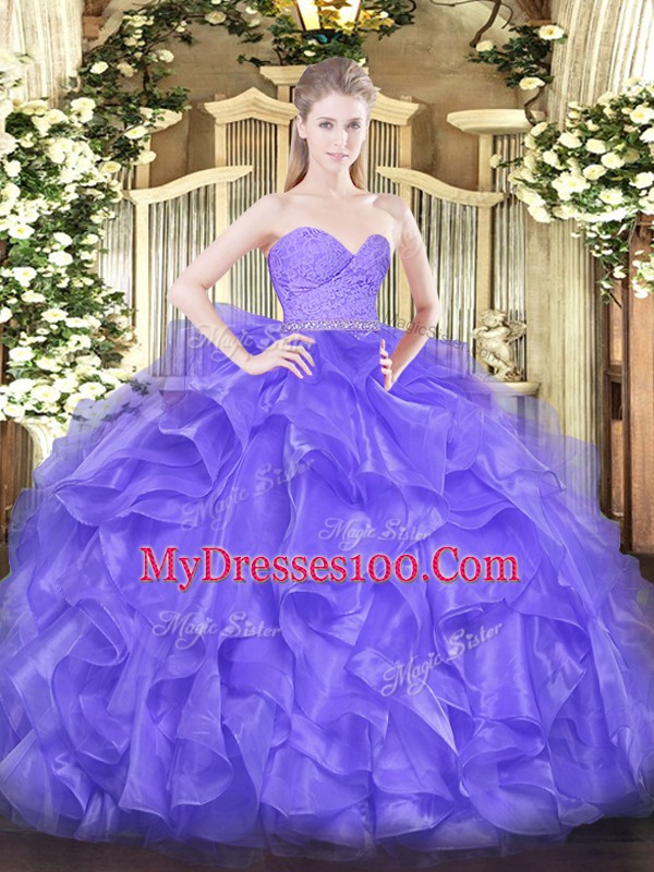Floor Length Lavender Ball Gown Prom Dress Sweetheart Sleeveless Zipper