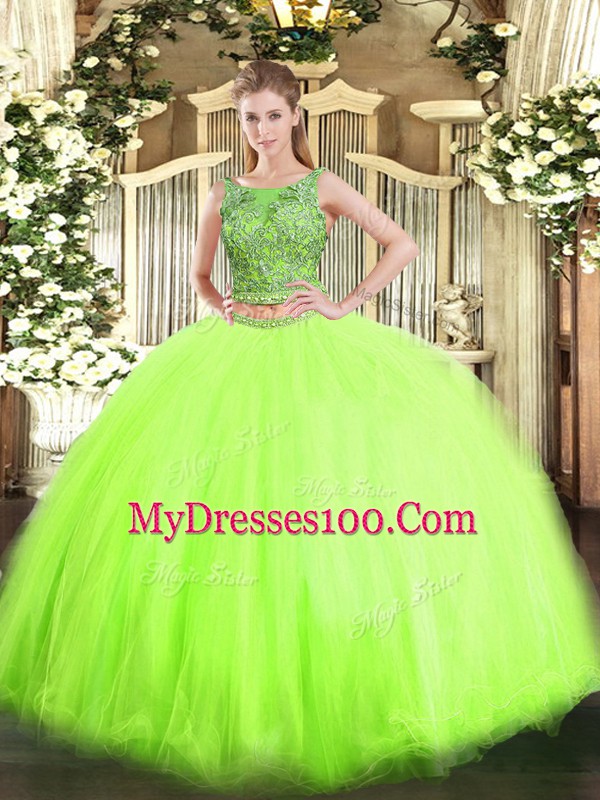 Wonderful Sleeveless Lace Up Floor Length Beading Quinceanera Dresses