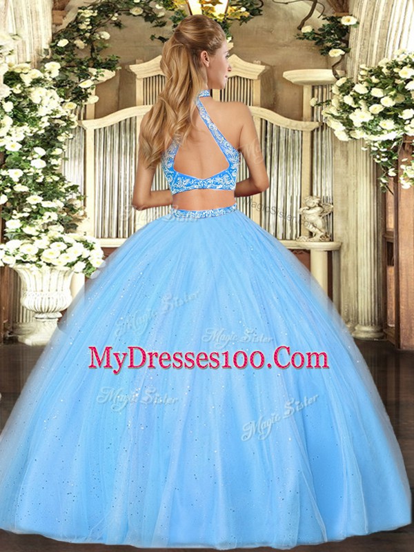 Dazzling Orange Red Sweet 16 Dresses Military Ball and Sweet 16 and Quinceanera with Beading Halter Top Sleeveless Criss Cross