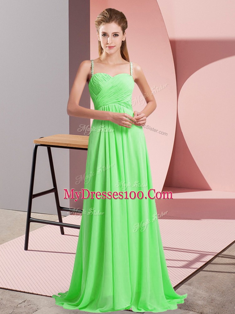 Sleeveless Beading Criss Cross Prom Party Dress
