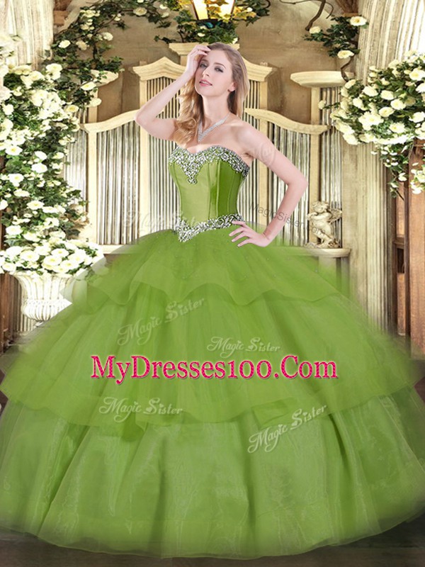 Fantastic Sleeveless Lace Up Floor Length Beading and Ruffled Layers Sweet 16 Dresses