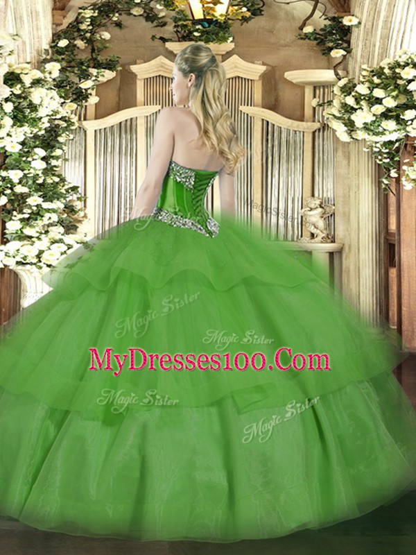 Fantastic Sleeveless Lace Up Floor Length Beading and Ruffled Layers Sweet 16 Dresses