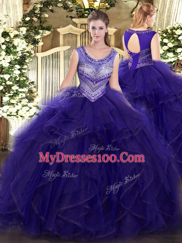 Most Popular Sleeveless Beading and Ruffles Lace Up 15 Quinceanera Dress