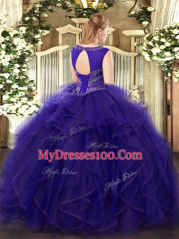 Most Popular Sleeveless Beading and Ruffles Lace Up 15 Quinceanera Dress