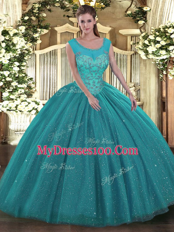 Trendy Sleeveless Beading Backless Ball Gown Prom Dress