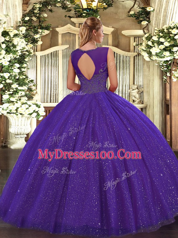 Trendy Sleeveless Beading Backless Ball Gown Prom Dress