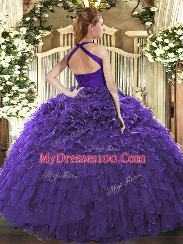 Charming Organza Sleeveless Floor Length Sweet 16 Quinceanera Dress and Ruffles