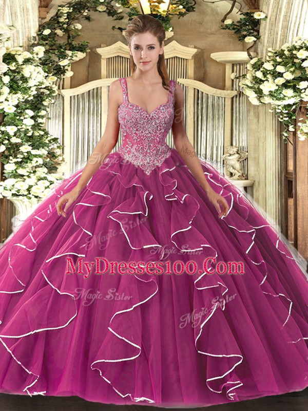 Sleeveless Lace Up Floor Length Beading Quince Ball Gowns