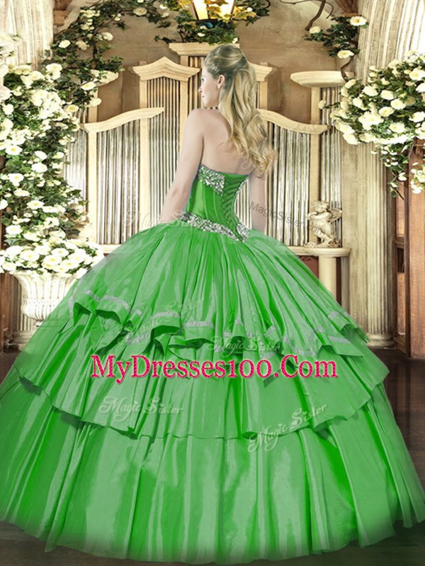 Fabulous Sweetheart Sleeveless 15th Birthday Dress Floor Length Beading and Ruffled Layers Rust Red Organza