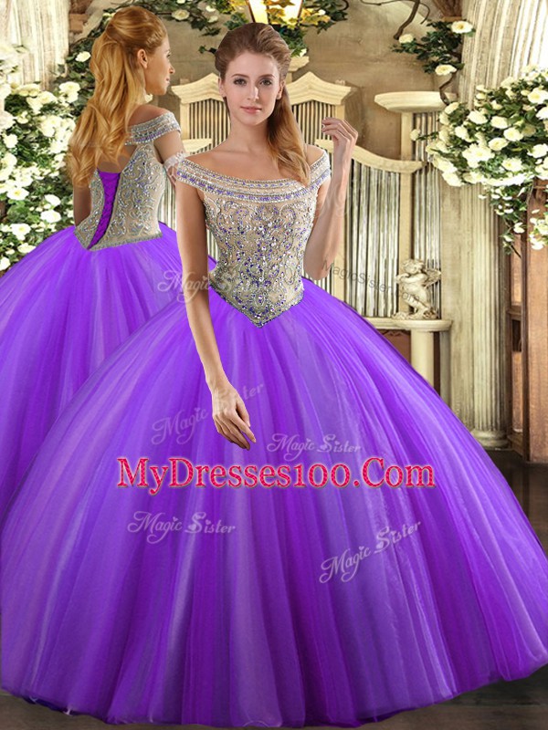 Glamorous Sleeveless Beading Lace Up Vestidos de Quinceanera