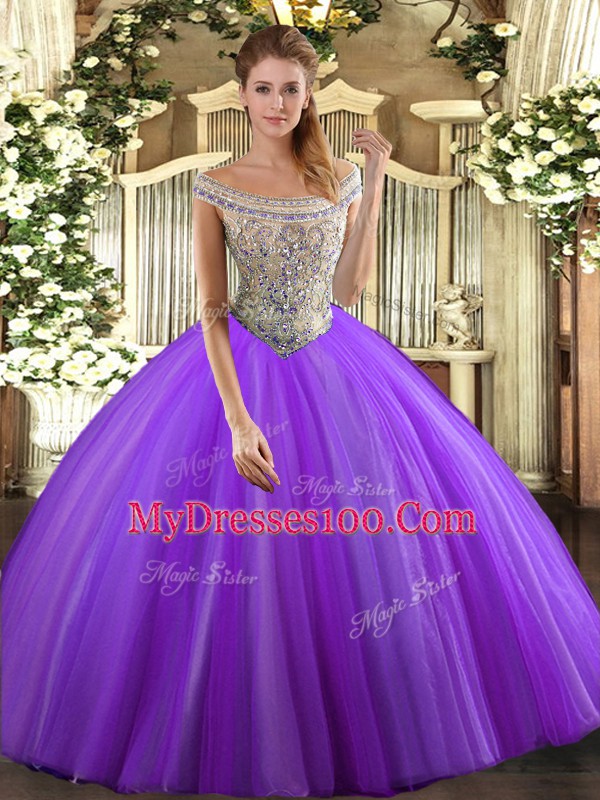 Glamorous Sleeveless Beading Lace Up Vestidos de Quinceanera