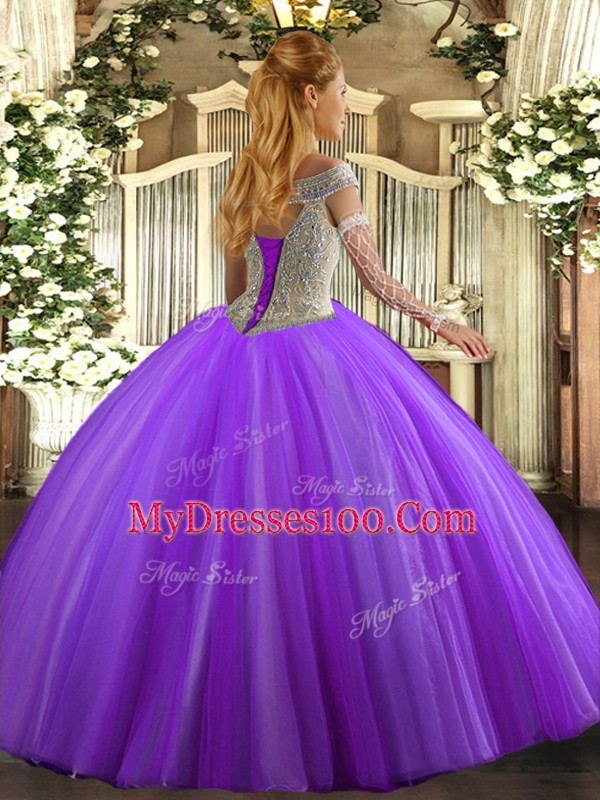 Glamorous Sleeveless Beading Lace Up Vestidos de Quinceanera