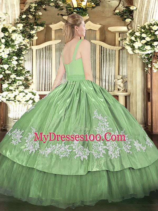 Floor Length Purple Quinceanera Gown Straps Sleeveless Zipper