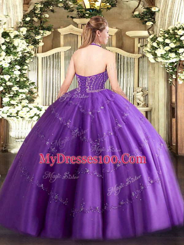 Beading and Appliques Vestidos de Quinceanera Wine Red Lace Up Sleeveless Floor Length