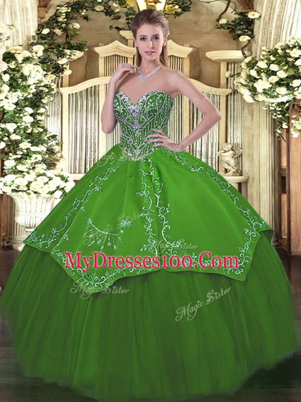 Sleeveless Lace Up Floor Length Beading and Embroidery Sweet 16 Dress