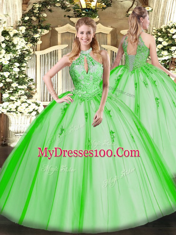 High Quality Sleeveless Lace and Appliques Lace Up 15 Quinceanera Dress