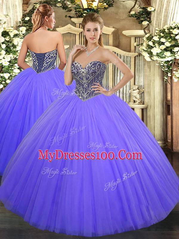 Floor Length Ball Gowns Sleeveless Lavender Quinceanera Dress Lace Up