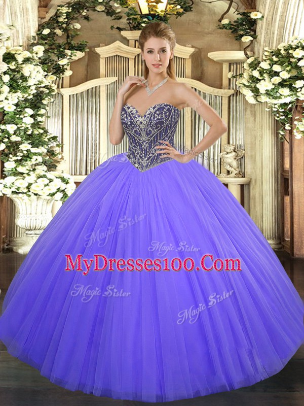 Floor Length Ball Gowns Sleeveless Lavender Quinceanera Dress Lace Up
