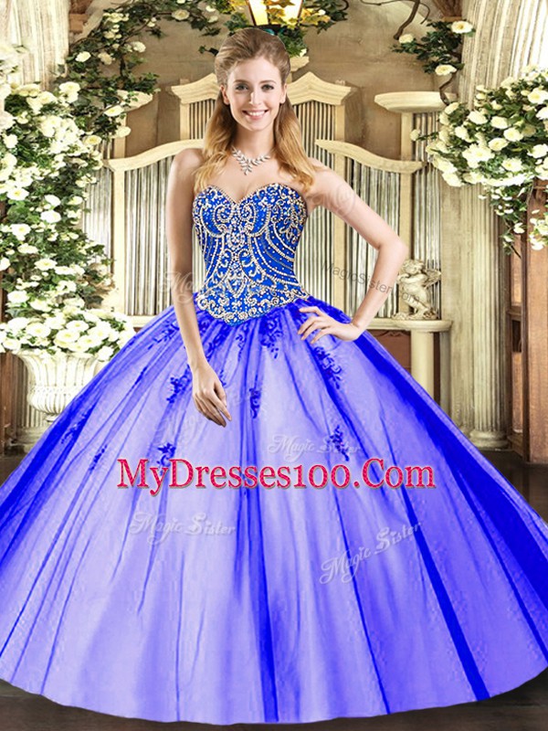 Sleeveless Beading and Appliques Lace Up Quinceanera Dress